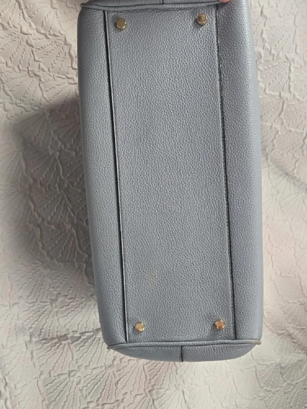 Kate Spade Mulberry Street Leighann Tote Bag Leather Lakesedge Gray Blue